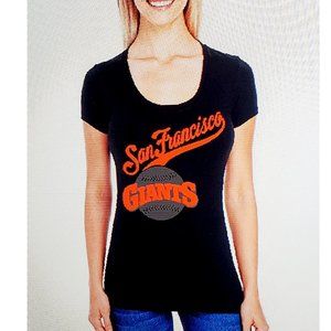 San Francisco Gaints Black Fitted Spandex Tee with Shiny Lettering.